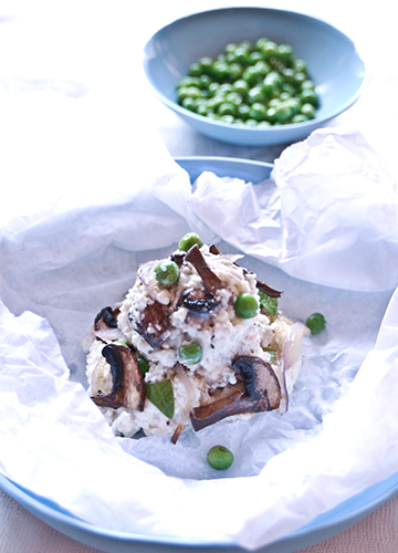 Mushroom Risotto with Sweet Peas