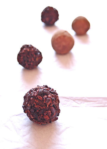 Sour Cherry Truffle w/- Infused Cacao Nibs